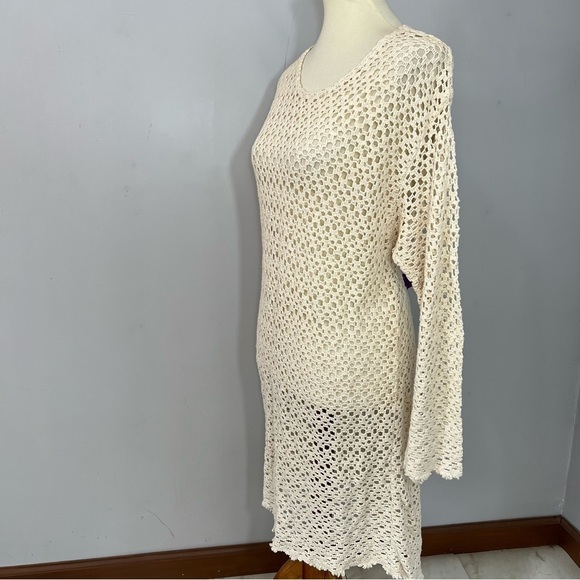 Vintage ecru white cotton crochet swimsuit coverup resortwear beach vacay swim - Picture 3 of 11